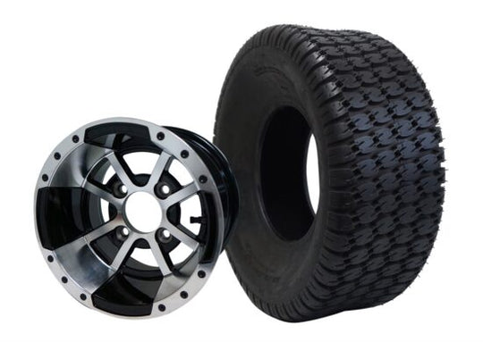 SGC 10" Storm Trooper Machined/Black Wheel - Aluminum Alloy / STEELENG 22"x9.5"-10" Turf Tire Tires Combo - Set of 4