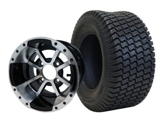 SGC 10" Storm Trooper Machined/Black Wheel - Aluminum Alloy / STEELENG 20"x8"-10" Turf Tire Tires Combo - Set of 4