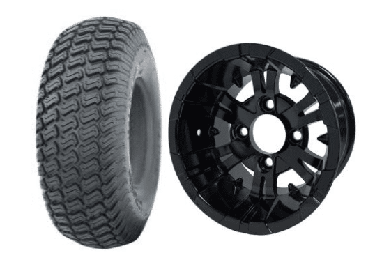 SGC 10" Vampire Glossy Black Wheel - Aluminum Alloy / STEELENG 20"x8"-10" Turf Tire Tires Combo - Set of 4