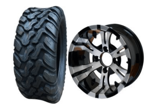 SGC 10" Vampire Machined/Black Wheel - Aluminum Alloy / STEELENG 22"x10.5"-10" Mud Terrain Tires Combo - Set of 4