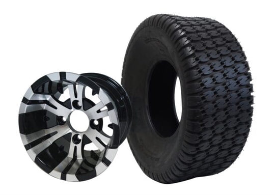 SGC 10" Vampire Machined/Black Wheel - Aluminum Alloy / STEELENG 22"x9.5"-10" Turf Tire Tires Combo - Set of 4