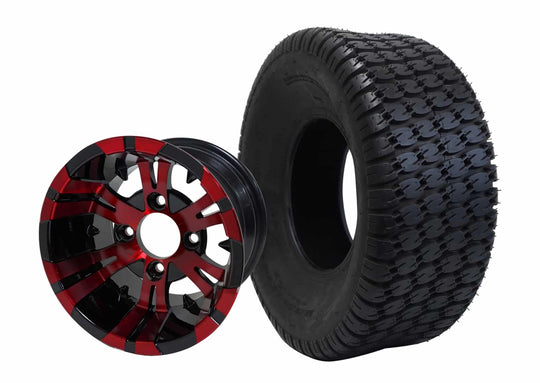 SGC 10" Vampire Red/Black Wheel - Aluminum Alloy / STEELENG 22"x9.5"-10" Turf Tire Tires Combo - Set of 4