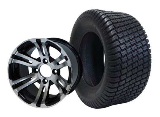 SGC 12" Bulldog Machined/Black Wheel - Aluminum Alloy / STEELENG 23"x10.5"-12" Turf Tire Tires Combo - Set of 4