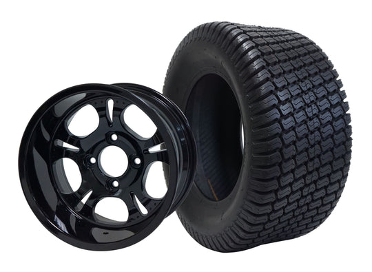SGC 12" Darkside Glossy Black Wheel - Aluminum Alloy / STEELENG 23"x10.5"-12" Turf Tire Tires Combo - Set of 4