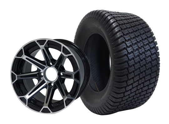 SGC 12" Fang Machined/Black Wheel - Aluminum Alloy / STEELENG 23"x10.5"-12" Turf Tire Tires Combo - Set of 4