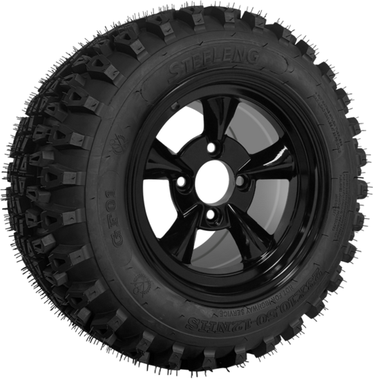 SGC 12" God Father Glossy Black Wheel - Aluminum Alloy / STEELENG 23"x10.5"-12" QH All Terrain Tire Tires Combo - Set of 4
