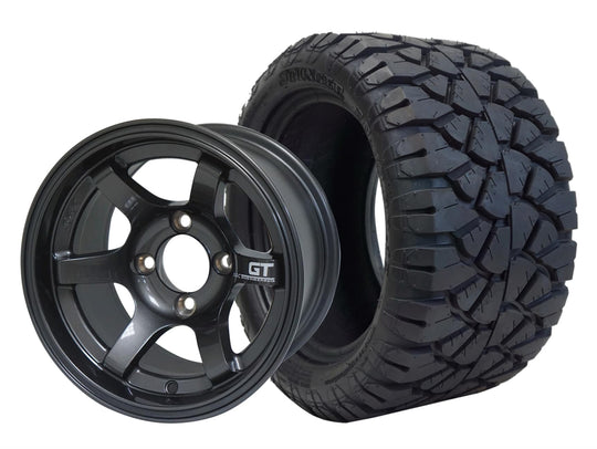 SGC 12" GT Machined/Gunmetal Wheel - Aluminum Alloy / STEELENG 20"x10"-12" STINGER All Terrain Tire DOT approved Tires Combo - Set of 4