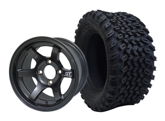 SGC 12" GT Machined/Gunmetal Wheel - Aluminum Alloy / STEELENG 23"x10.5"-12" All Terrain Tire Tires Combo - Set of 4