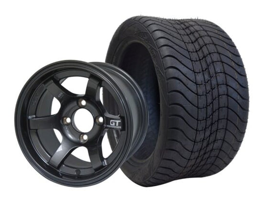 SGC 12" GT Machined/Gunmetal Wheel - Aluminum Alloy / STEELENG 215/40-12 Low Profile Tire DOT Approved Tires Combo - Set of 4