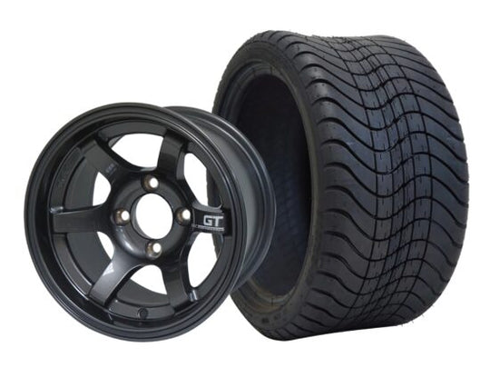 SGC 12" GT Machined/Gunmetal Wheel - Aluminum Alloy / STEELENG 215/35-12 Low Profile Tire Tires Combo - Set of 4