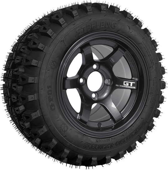 SGC 12" GT Machined Gunmetal Wheel - Aluminum Alloy / STEELENG 23"x10.5"-12" QH All Terrain Tire Tires Combo - Set of 4
