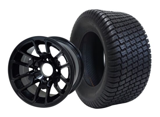 SGC 12" Lizard Glossy Black Wheel - Aluminum Alloy / STEELENG 23"x10.5"-12" Turf Tire Tires Combo - Set of 4