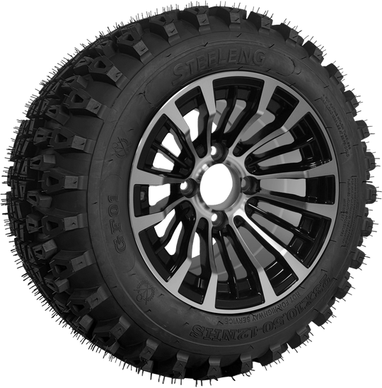 SGC 12" Matador Machined/Black Wheel - Aluminum Alloy / STEELENG 23"x10.5"-12" QH All Terrain Tire Tires Combo - Set of 4