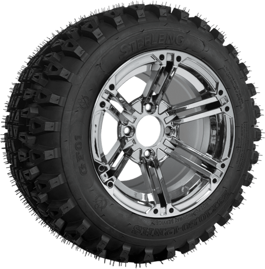 SGC 12" Terminator Chrome Wheel - Aluminum Alloy / STEELENG 23"x10.5"-12" QH All Terrain Tire Tires Combo - Set of 4