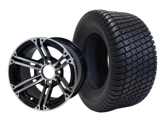 SGC 12" Terminator Machined/Black Wheel - Aluminum Alloy / STEELENG 23"x10.5"-12" Turf Tire Tires Combo - Set of 4