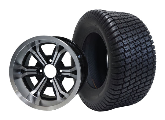 SGC 12" Transformer Machined/Black Wheel - Aluminum Alloy / STEELENG 23"x10.5"-12" Turf Tire Tires Combo - Set of 4