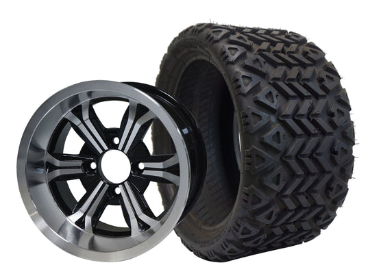 SGC 12" Transformer Machined/Black Wheel - Aluminum Alloy / STEELENG 20"x10"-12" All Terrain Tire DOT approved Tires Combo - Set of 4