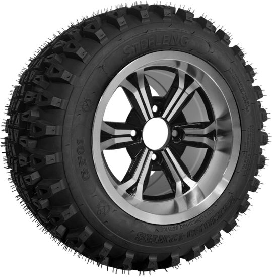 SGC 12" Transformer Machined/Black Wheel - Aluminum Alloy / STEELENG 23"x10.5"-12" QH All Terrain Tire Tires Combo - Set of 4