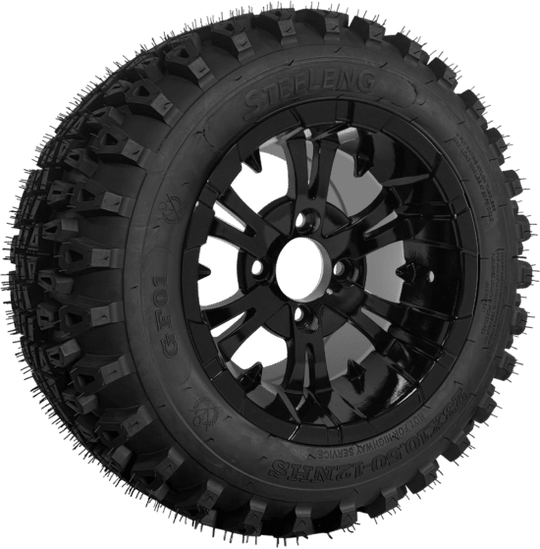 SGC 12" Vampire Glossy Black Wheel - Aluminum Alloy / STEELENG 23"x10.5"-12" QH All Terrain Tire Tires Combo - Set of 4