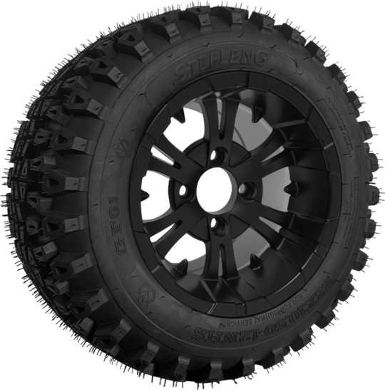 SGC 12" Vampire Matte Black Wheel - Aluminum Alloy / STEELENG 23"x10.5"-12" QH All Terrain Tire Tires Combo - Set of 4
