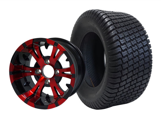 SGC 12" Vampire Red/Black Wheel - Aluminum Alloy / STEELENG 23"x10.5"-12" Turf Tire Tires Combo - Set of 4
