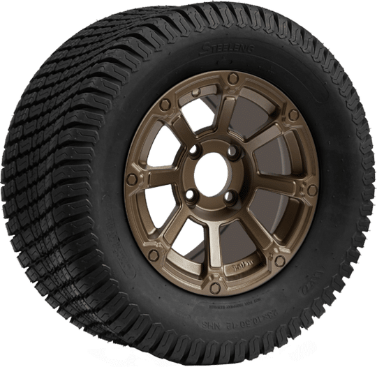 SGC 12 " Cyclops Bronze Wheel - Aluminum Alloy / STEELENG 23 "x10.5 "-12 " Turf Tire Tires Combo - Set of 4
