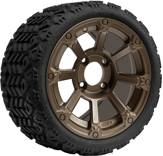 SGC 12″ Cyclops Bronze Wheel – Aluminum Alloy / STEELENG 20″x10″-12″ All Terrain Tire DOT approved Tires Combo - Set of 4