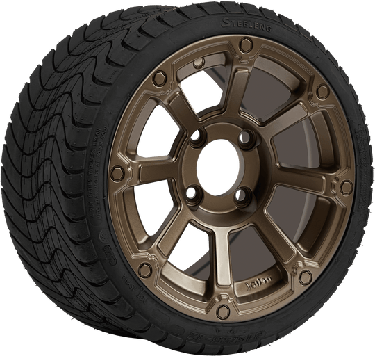 SGC 12 " Cyclops Bronze Wheel - Aluminum Alloy / STEELENG 215/35-12 Low Profile Tire Tires Combo - Set of 4
