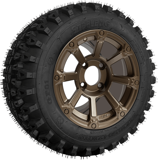SGC 12 " Cyclops Bronze Wheel - Aluminum Alloy / STEELENG 23 "x10.5 "-12 " QH All Terrain Tire Tires Combo - Set of 4