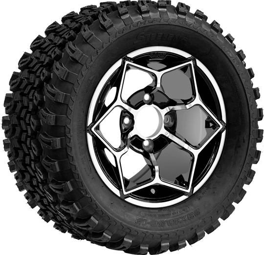 SGC 12 " Hammerhead Machined/Black Wheel - Aluminum Alloy / STEELENG 23 "x10.5 "-12 " All Terrain Tire Tires Combo - Set of 4