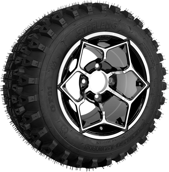 SGC 12 " Hammerhead Machined/Black Wheel - Aluminum Alloy / STEELENG 23 "x10.5 "-12 " QH All Terrain Tire Tires Combo - Set of 4