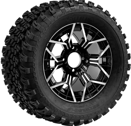 SGC 12 " Mantis Machined/Black Wheel - Aluminum Alloy / STEELENG 23 "x10.5 "-12 " All Terrain Tire Tires Combo - Set of 4