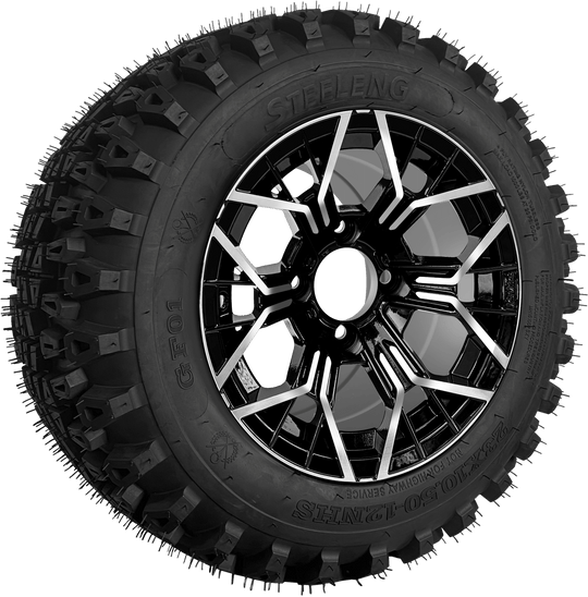 SGC 12 " Mantis Machined/Black Wheel - Aluminum Alloy / STEELENG 23 "x10.5 "-12 " QH All Terrain Tire Tires Combo - Set of 4