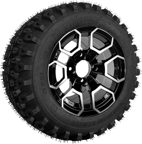 SGC 12 " Talon Machined/Black Wheel - Aluminum Alloy / STEELENG 23 "x10.5 "-12 " All Terrain Tire Tires Combo - Set of 4