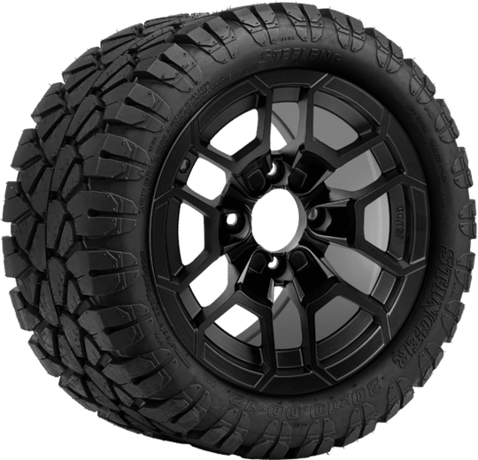 SGC 12 " Talon Matte Black Wheel - Aluminum Alloy / STEELENG 20 "x10 "-12 " STINGER All Terrain Tire DOT approved Tires Combo - Set of 4
