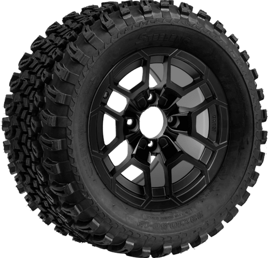 SGC 12 " Talon Matte Black Wheel - Aluminum Alloy / STEELENG 23 "x10.5 "-12 " All Terrain Tire Tires Combo - Set of 4
