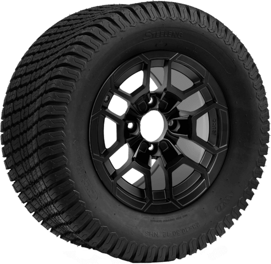 SGC 12 " Talon Matte Black Wheel - Aluminum Alloy / STEELENG 23 "x10.5 "-12 " Turf Tire Tires Combo - Set of 4