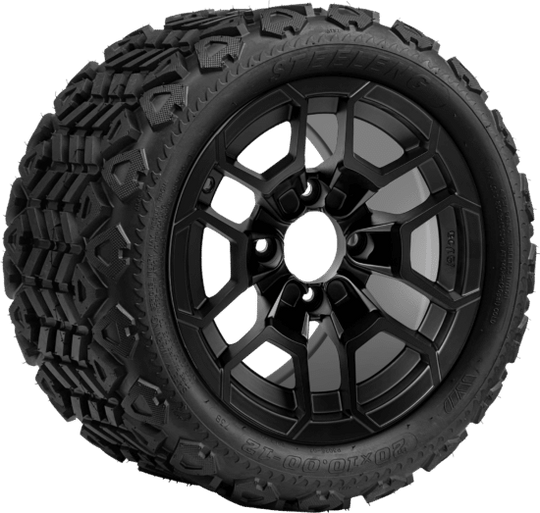 SGC 12 " Talon Matte Black Wheel - Aluminum Alloy / STEELENG 20 "x10 "-12 " All Terrain Tire DOT approved Tires Combo - Set of 4