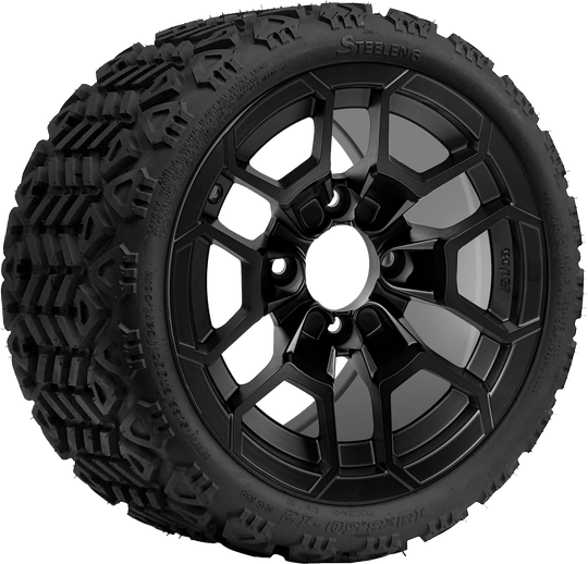 SGC 12 " Talon Matte Black Wheel - Aluminum Alloy / STEELENG 18 "x8.5 "-12 " All-Terrain Tire DOT approved Tires Combo - Set of 4