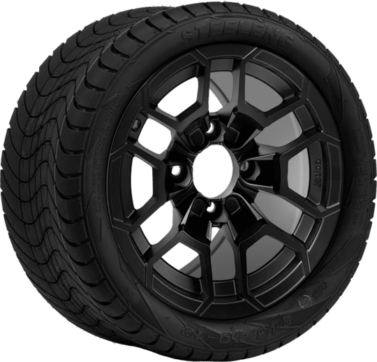 SGC 12 " Talon Matte Black Wheel - Aluminum Alloy / STEELENG 215/40-12 Low Profile Tire DOT Approved Tires Combo - Set of 4