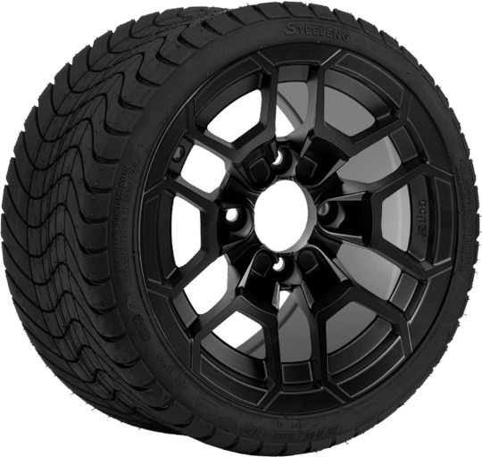 SGC 12 " Talon Matte Black Wheel - Aluminum Alloy / STEELENG 215/35-12 Low Profile Tire Tires Combo - Set of 4
