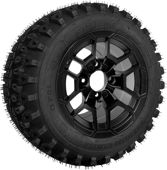 SGC 12 " Talon Matte Black Wheel - Aluminum Alloy / STEELENG 23 "x10.5 "-12 " QH All Terrain Tire Tires Combo - Set of 4