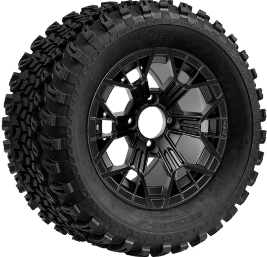 SGC 12 " Mantis Matte Black Wheel - Aluminum Alloy / STEELENG 23 "x10.5 "-12 " All Terrain Tire Tires Combo - Set of 4