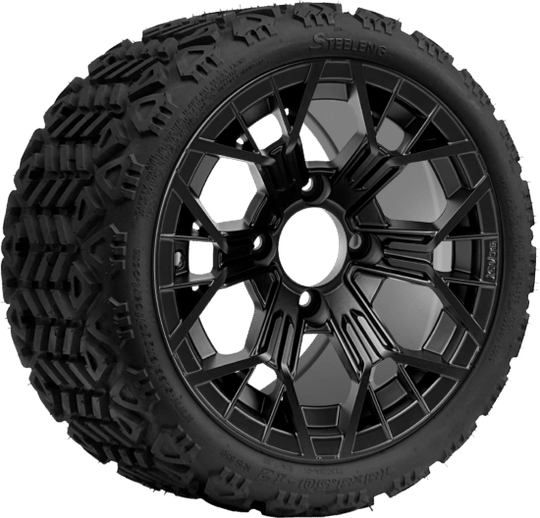 SGC 12 " Mantis Matte Black Wheel - Aluminum Alloy / STEELENG 18 "x8.5 "-12 " All-Terrain Tire DOT approved Tires Combo - Set of 4