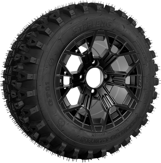 SGC 12 " Mantis Matte Black Wheel - Aluminum Alloy / STEELENG 23 "x10.5 "-12 " QH All Terrain Tire Tires Combo - Set of 4