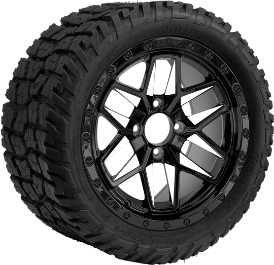 SGC 14 " White Widow Wheel - Aluminum Alloy / STEELENG 22 "x10.5 "-14 " GATOR All Terrain DOT Approved Tires Combo - Set of 4