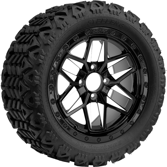 SGC 14 " White Widow Wheel - Aluminum Alloy / STEELENG 23 "x10 "-14 " All Terrain Tire DOT Approved Tires Combo - Set of 4
