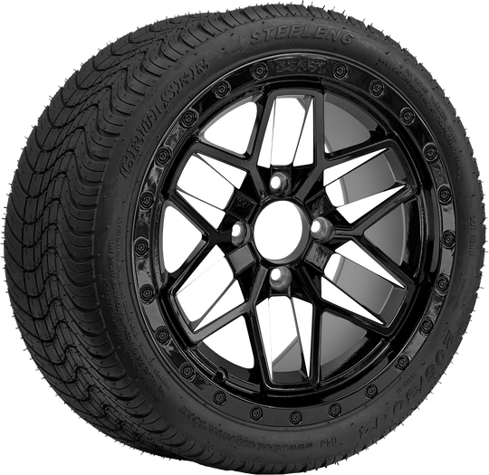 SGC 14 " White Widow Wheel - Aluminum Alloy / STEELENG 205/30-14 Low Profile Tire DOT Approved Tires Combo - Set of 4