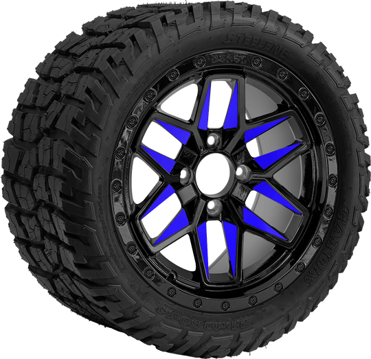 SGC 14 " Blue Widow Wheel - Aluminum Alloy / STEELENG 22 "x10.5 "-14 " GATOR All Terrain DOT Approved Tires Combo - Set of 4