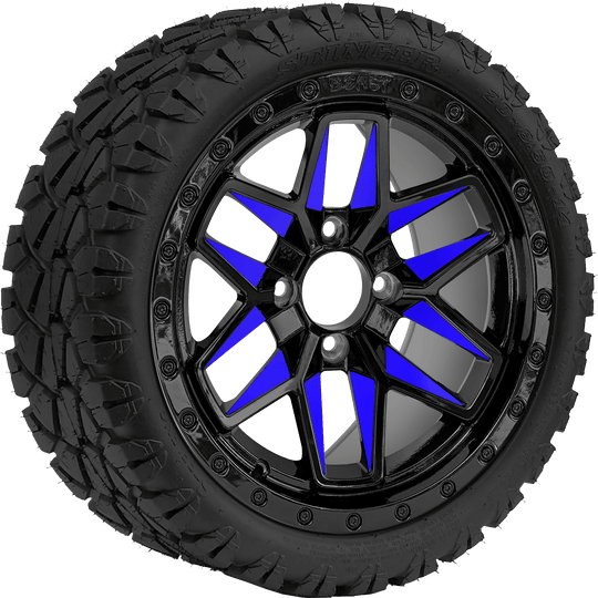 SGC 14 " Blue Widow Wheel - Aluminum Alloy / STEELENG 20 "x8.5 "-14 " STINGER AT Tire DOT Approved Tires Combo - Set of 4